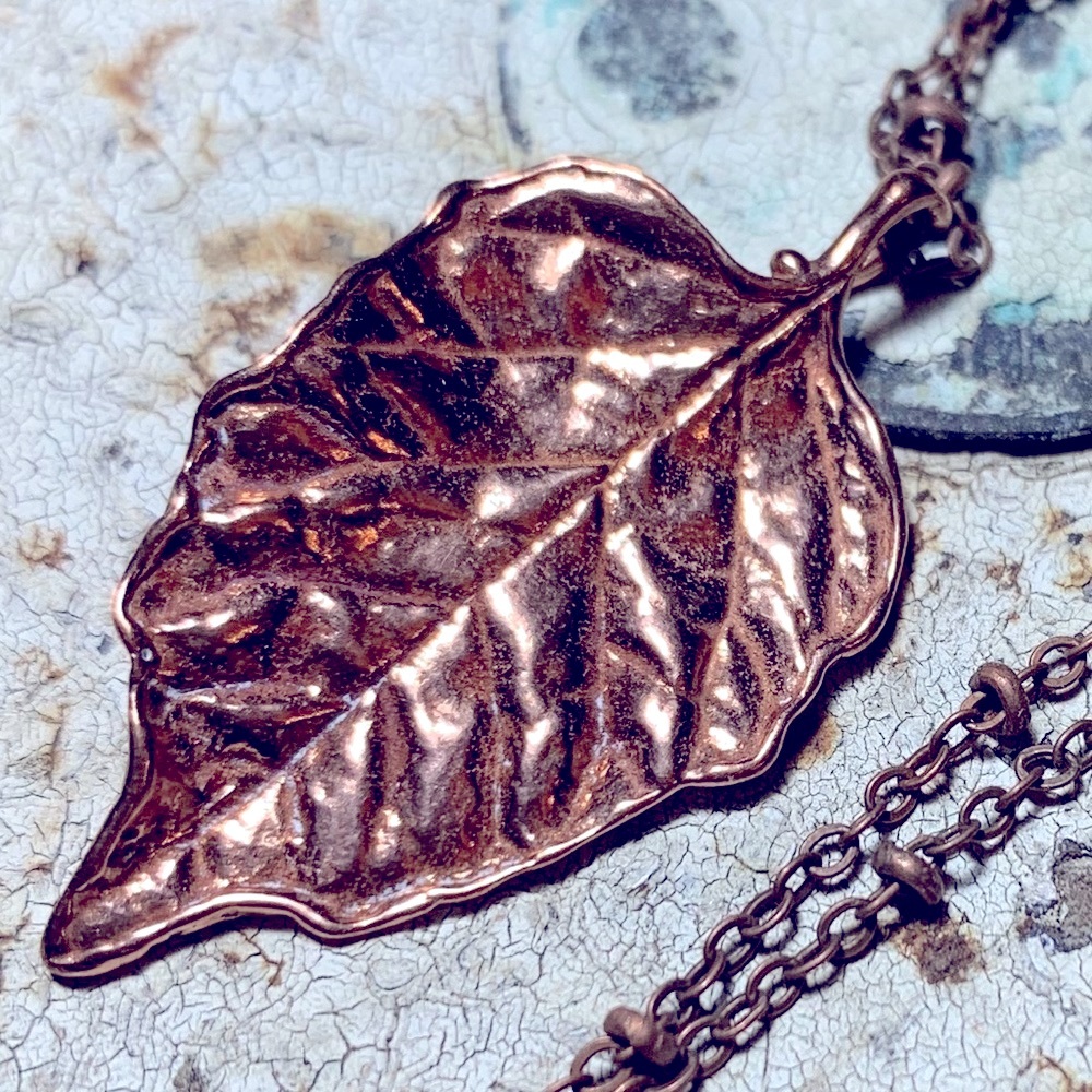 🌺Copper LEAF Charm on Delicate Bronze Chain.
